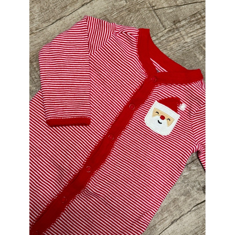 Carters Baby 6M Santa Claus Striped Footed Sleeper Red White Holiday Pajamas